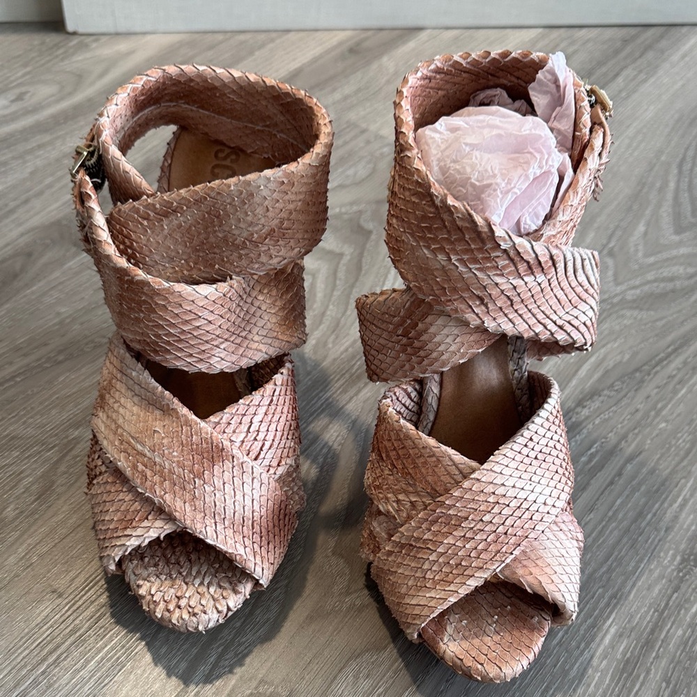 SCHUTZ Pink Snakeskin Sandals